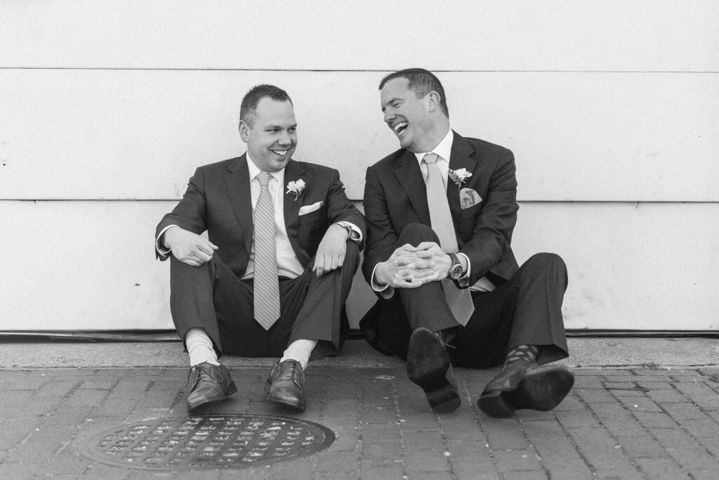 Long View Gallery DC LGBT Wedding Portraits Two Grooms in Blagden Alley