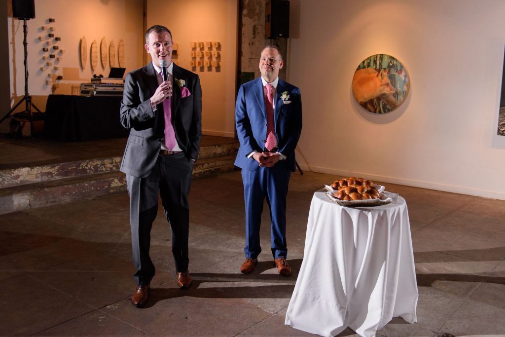 Long View Gallery DC LGBT Wedding Two Grooms Toast Speech and Challah