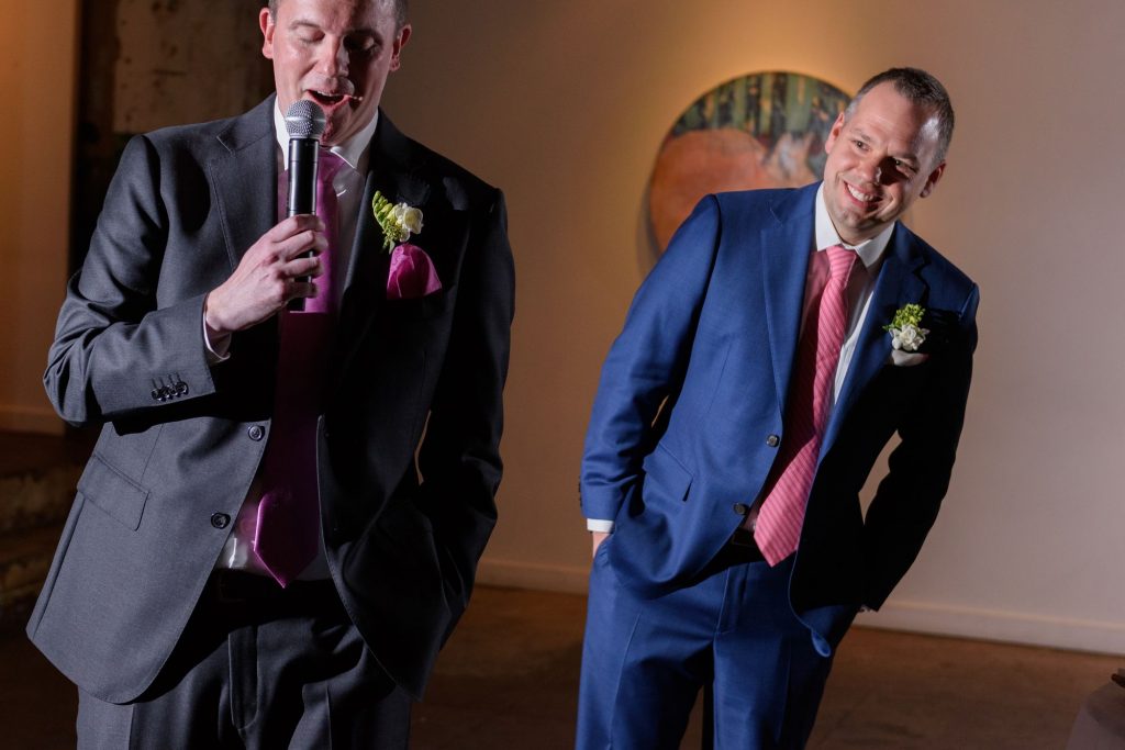 Long View Gallery DC LGBT Wedding Two Grooms Reception Toast and Speech