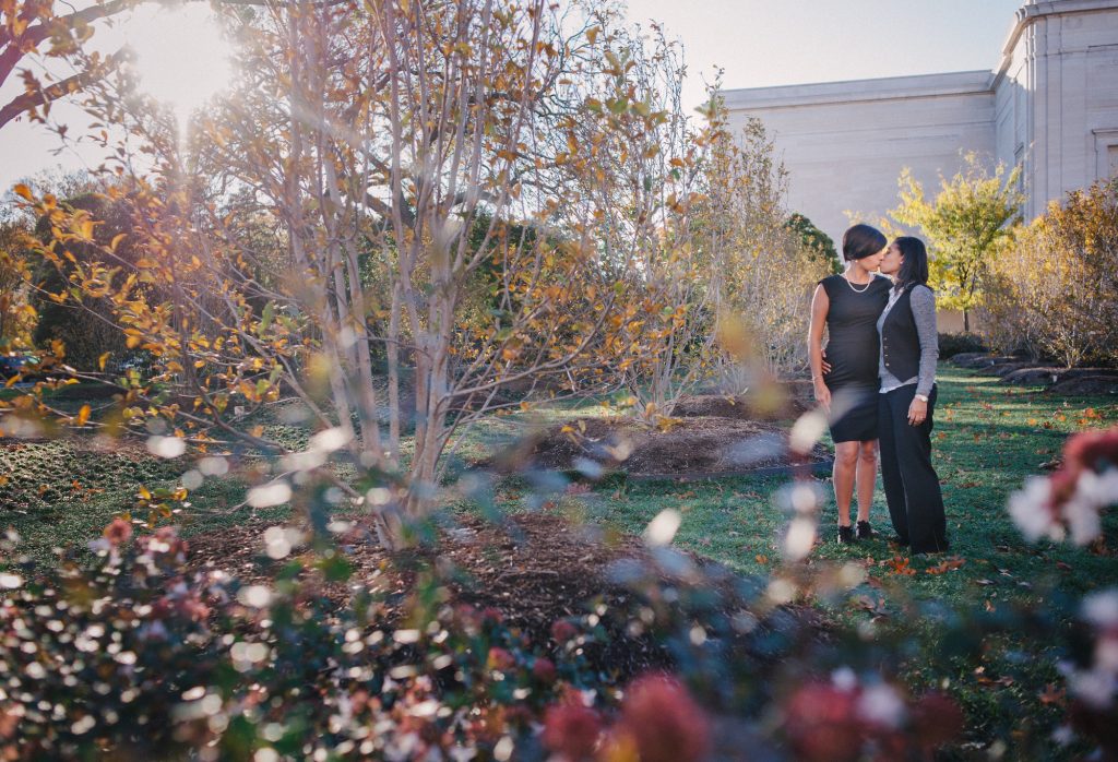 Lesbian engagement shoot at the national gallery of art in washington, dc