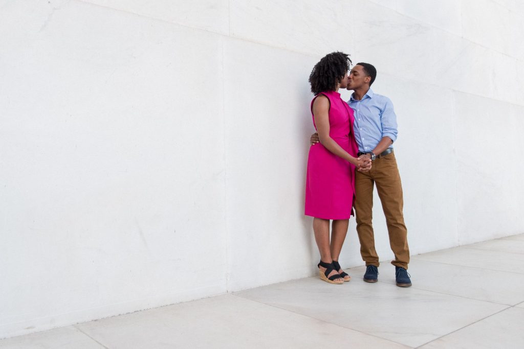 Washington DC proposal and engagement photography on the National Mall at the Lincoln Memorial